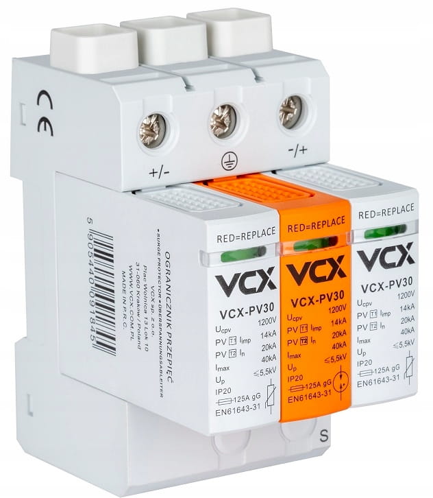 OGRANICZNIK PRZEPIĘĆ B+C 3P DC 1200V 14kA PV30 OCHRONNIK FOTOWOLTAICZNY