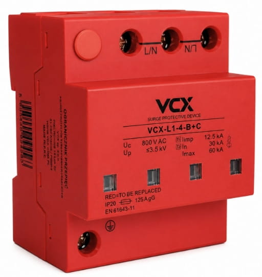 OGRANICZNIK PRZEPIĘĆ OCHRONNIK AC B+C T1T2 800V 12,5kA COMBO MOV + GDT PRO.