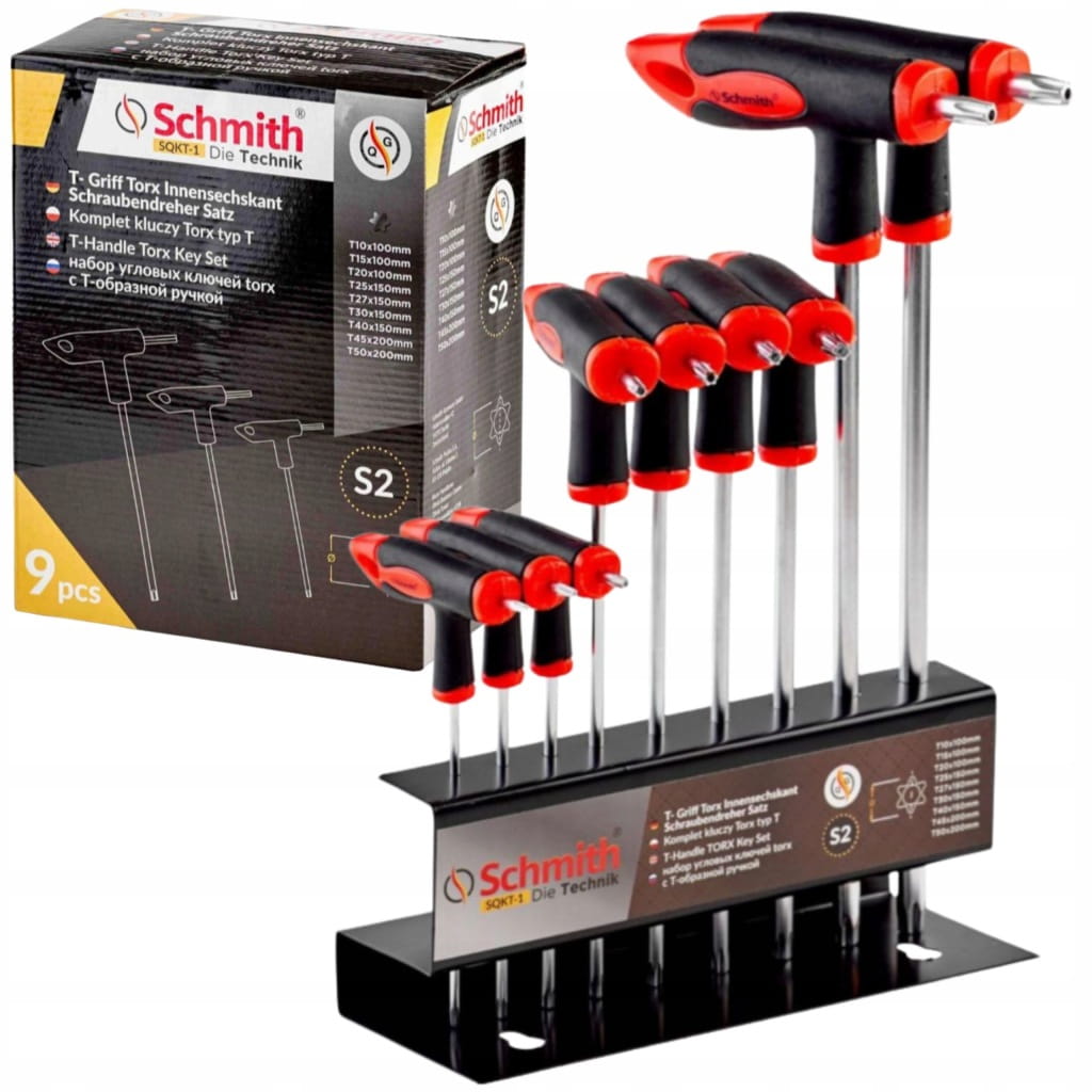 KLUCZE TORX IMBUSOWE TYP T IMBUS T10-T50 ZESTAW KLUCZY 9 szt STOJAK SCHMITH