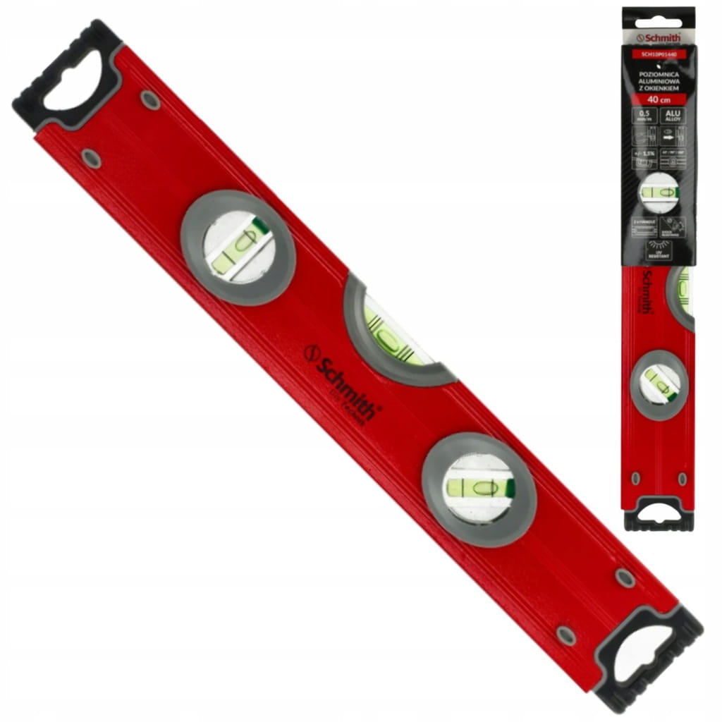 POZIOMICA ALUMINIOWA 40cm 3 LIBELLE LIBELKI Z MAGNESEM Z OKIENKIEM SCHMITH
