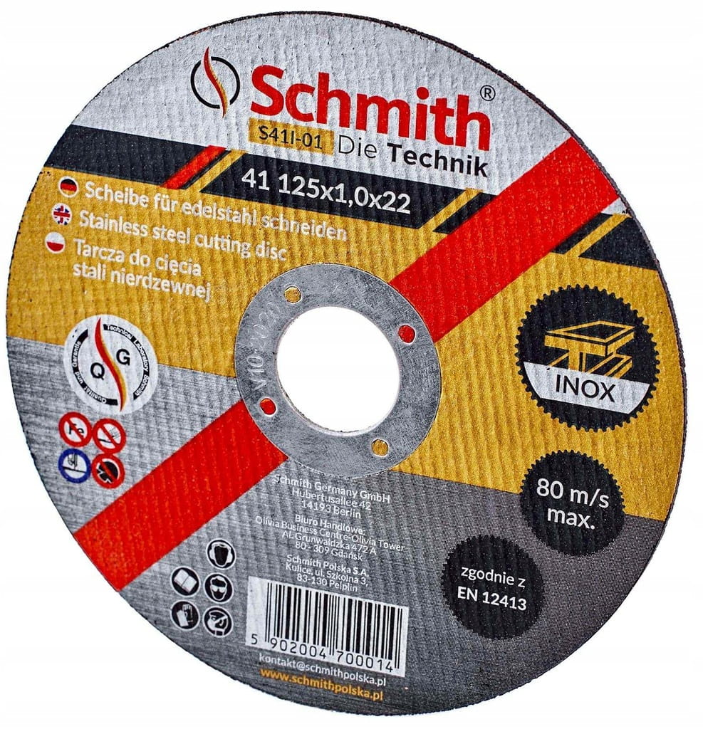 TARCZA DO CIĘCIA STALI NIERDZEWNEJ INOX 125x1 MOCNA SCHMITH