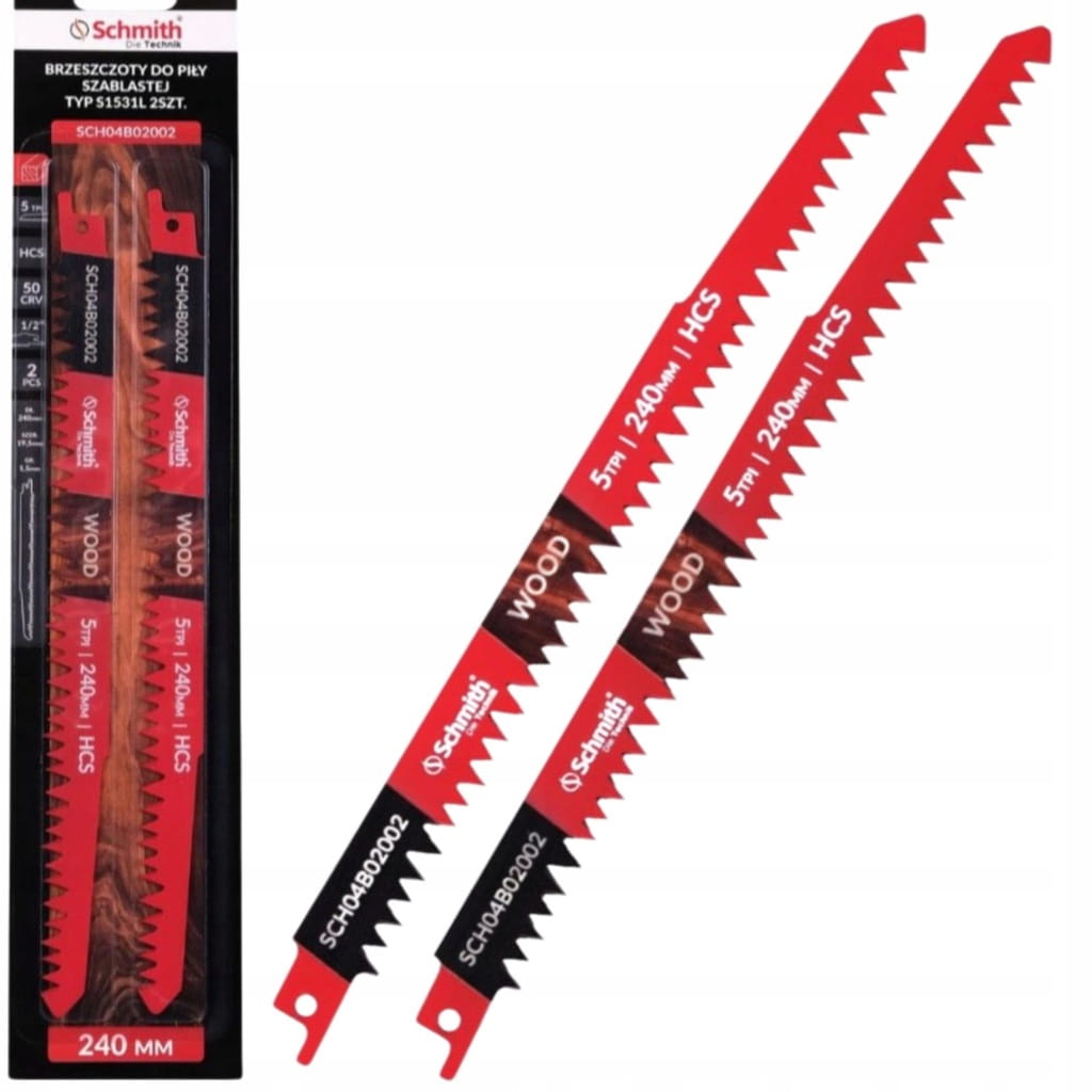 BRZESZCZOT DO PIŁY SZABLASTEJ 240mm DO DREWNA 5TPI HCS 2szt SCHMITH