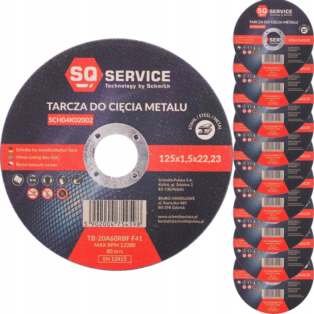 TARCZA DO CIĘCIA METALU 125x1,5 MOCNA SERIA SQ TARCZE ZESTAW 10szt SCHMITH
