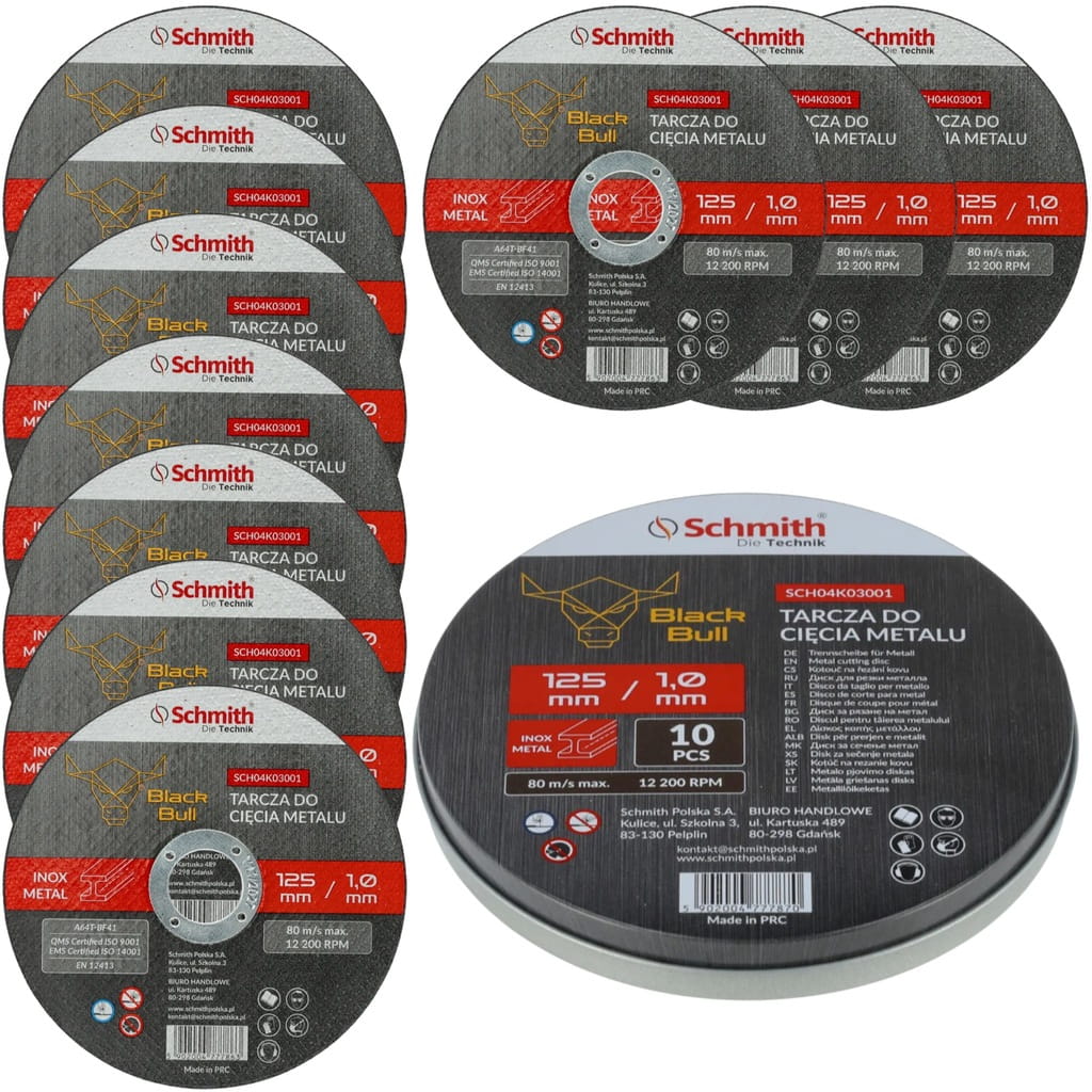 TARCZA DO CIĘCIA METALU 125x1 MOCNA Z DROBINAMI DIAMENTU 10 SZTUK SCHMITH