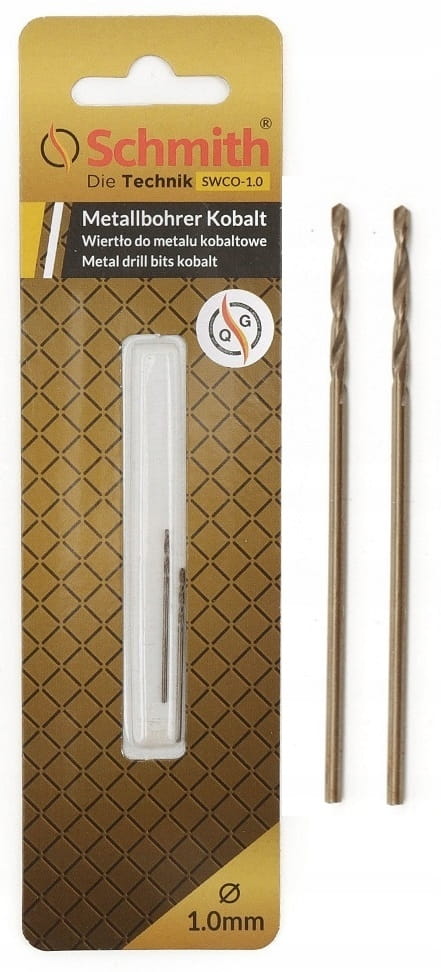 SCHMITH WIERTŁO DO METALU KOBALTOWE 1mm 2szt ZESTAW DO STALI ŻELIWA METALU