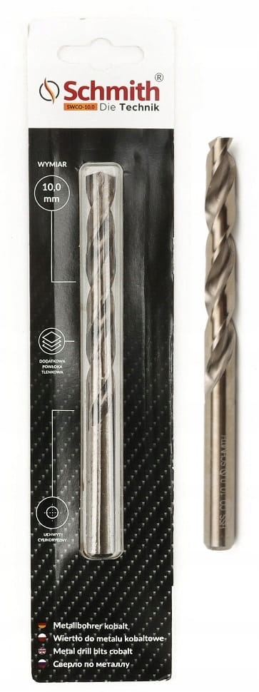 SCHMITH WIERTŁO DO METALU KOBALTOWE 10mm DO STALI ŻELIWA METALU