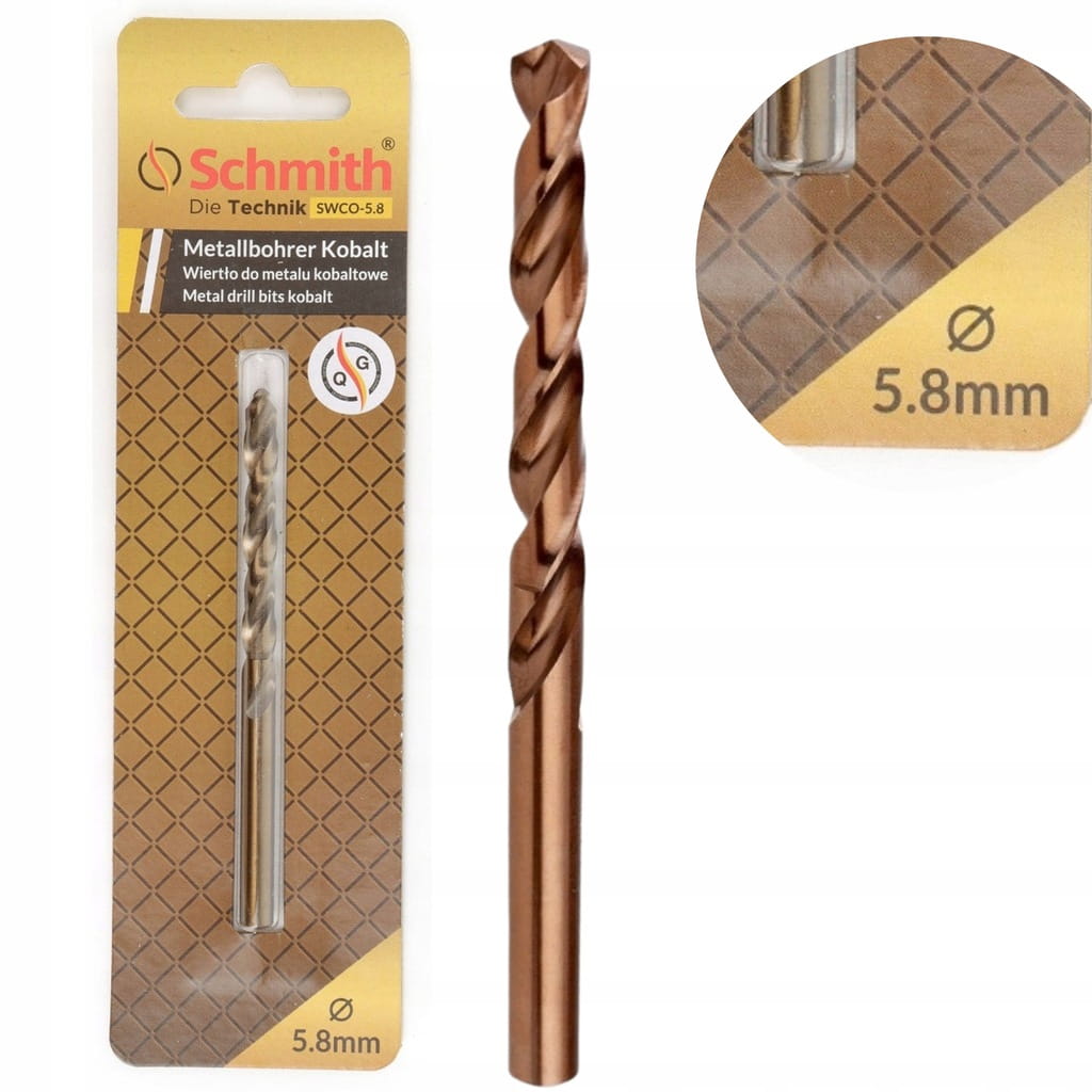 WIERTŁO DO METALU KOBALTOWE 5,8mm HSS-Co DO STALI ŻELIWA MOCNE SCHMITH