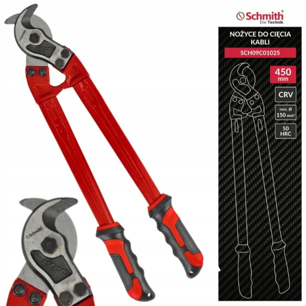 SZCZYPCE NOŻYCE DO CIĘCIA KABLI PRZEWODÓW OBCINAK 450mm 18" SCHMITH
