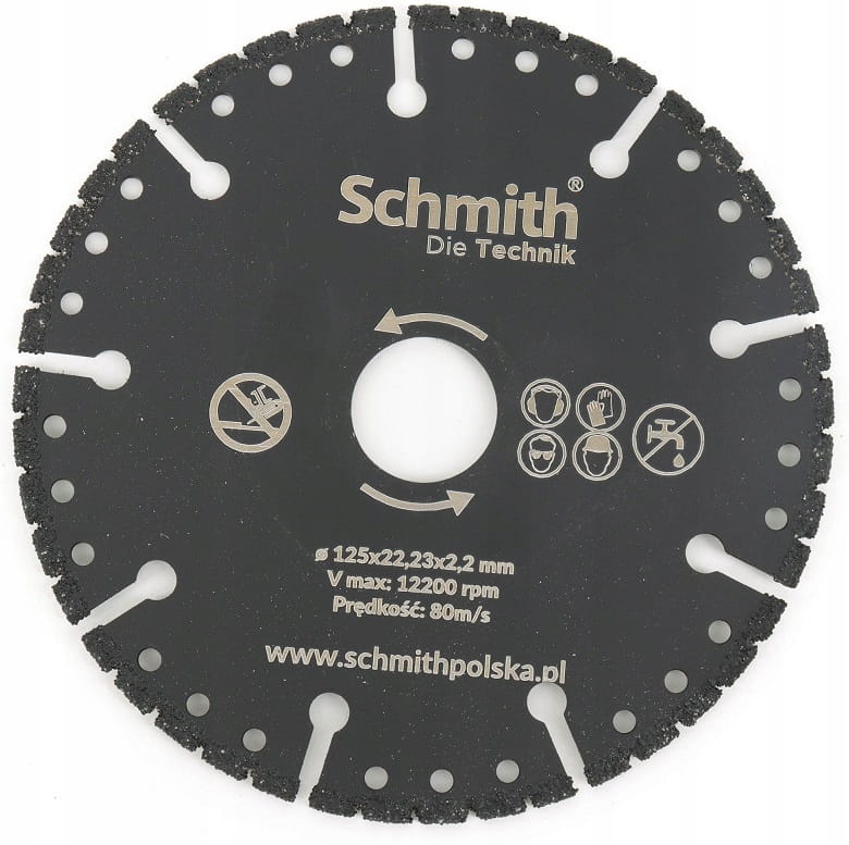 TARCZA DIAMETOWA UNIWERSALNA 125mm SEGMENTOWA DO GRESU CEGŁY METALU SCHMITH