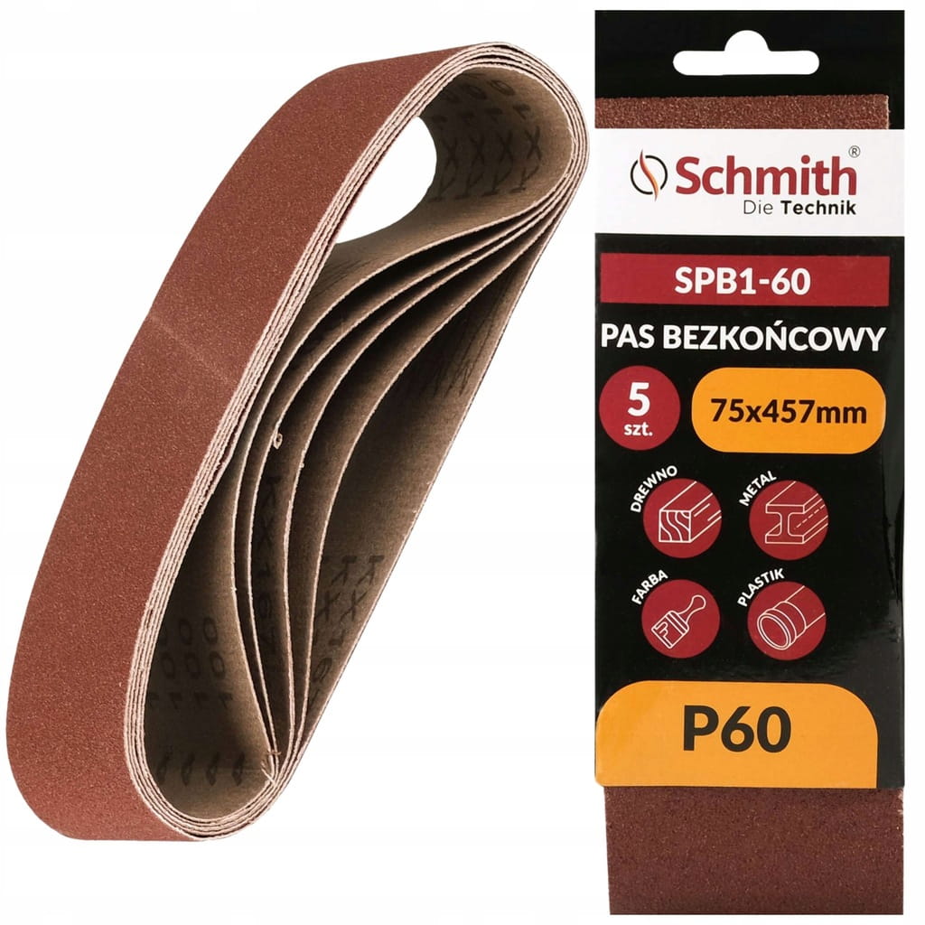PAS BEZKOŃCOWY TAŚMA PAPIER ŚCIERNY P60 75x457mm 5szt. SCHMITH