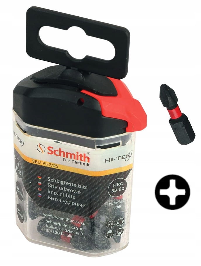 BITY UDAROWE PH3 25mm ZESTAW 20szt BIT KRZYŻOWY W ETUI SCHMITH