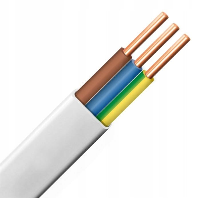 KABEL PRZEWÓD PŁASKI INSTALACYJNY ELEKTRYCZNY YDYp 3x1,5 750V 1m