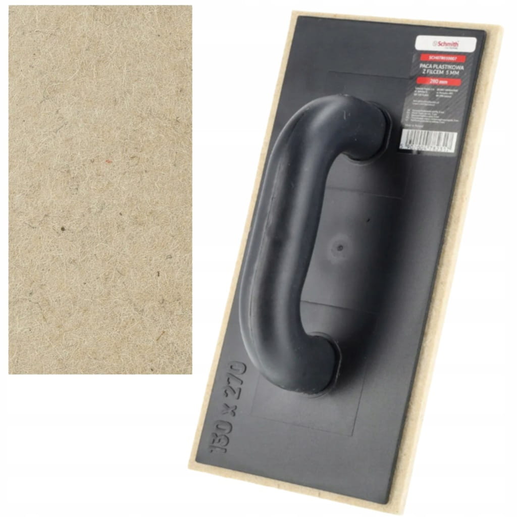 PACA DO TYNKÓW DO ZACIERANIA I WYGŁADZANIA FILC POLERSKI 130x270mm SCHMITH