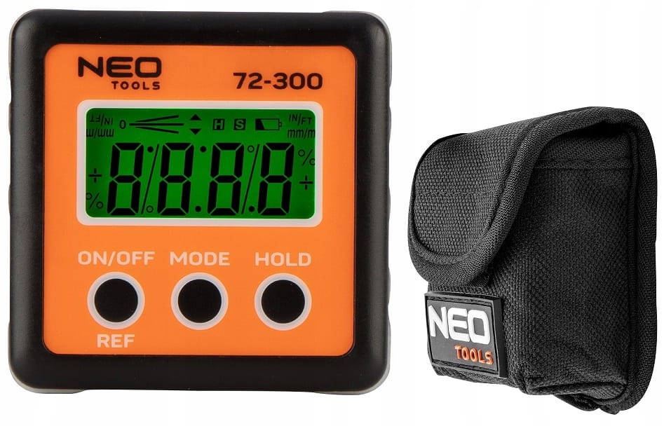 MIERNIK KĄTA CYFROWY KĄTOMIERZ POZIOMICA LCD Z MAGNESEM W ETUI NEO