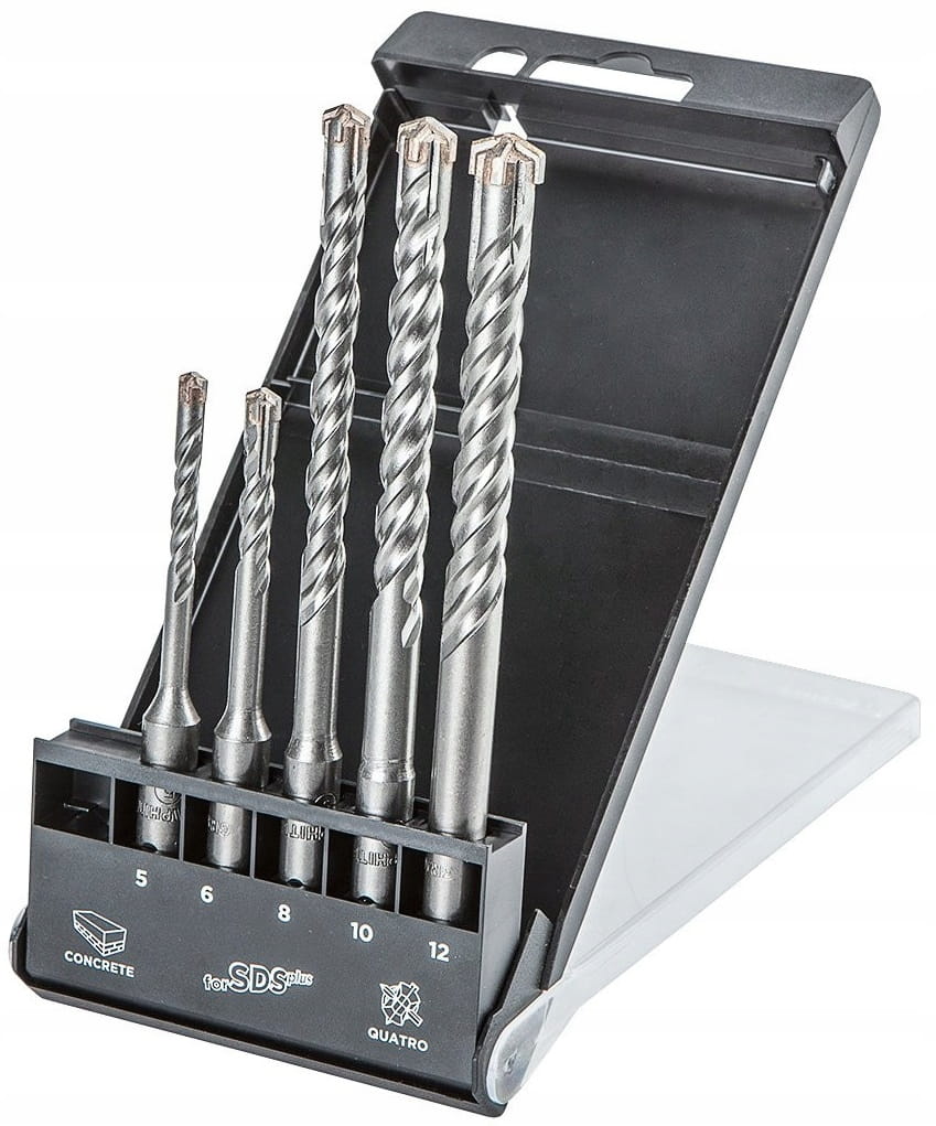 WIERTŁA DO BETONU SDS PLUS ZESTAW 5szt WIERTŁO QUATRO 5/6x110 - 8/10/12x160