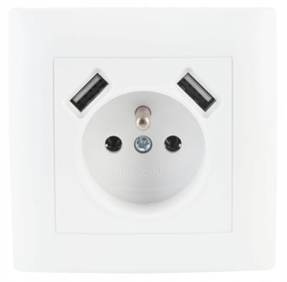 WESA GNIAZDO POJEDYNCZE Z UZIEMIENIEM + 2 x USB