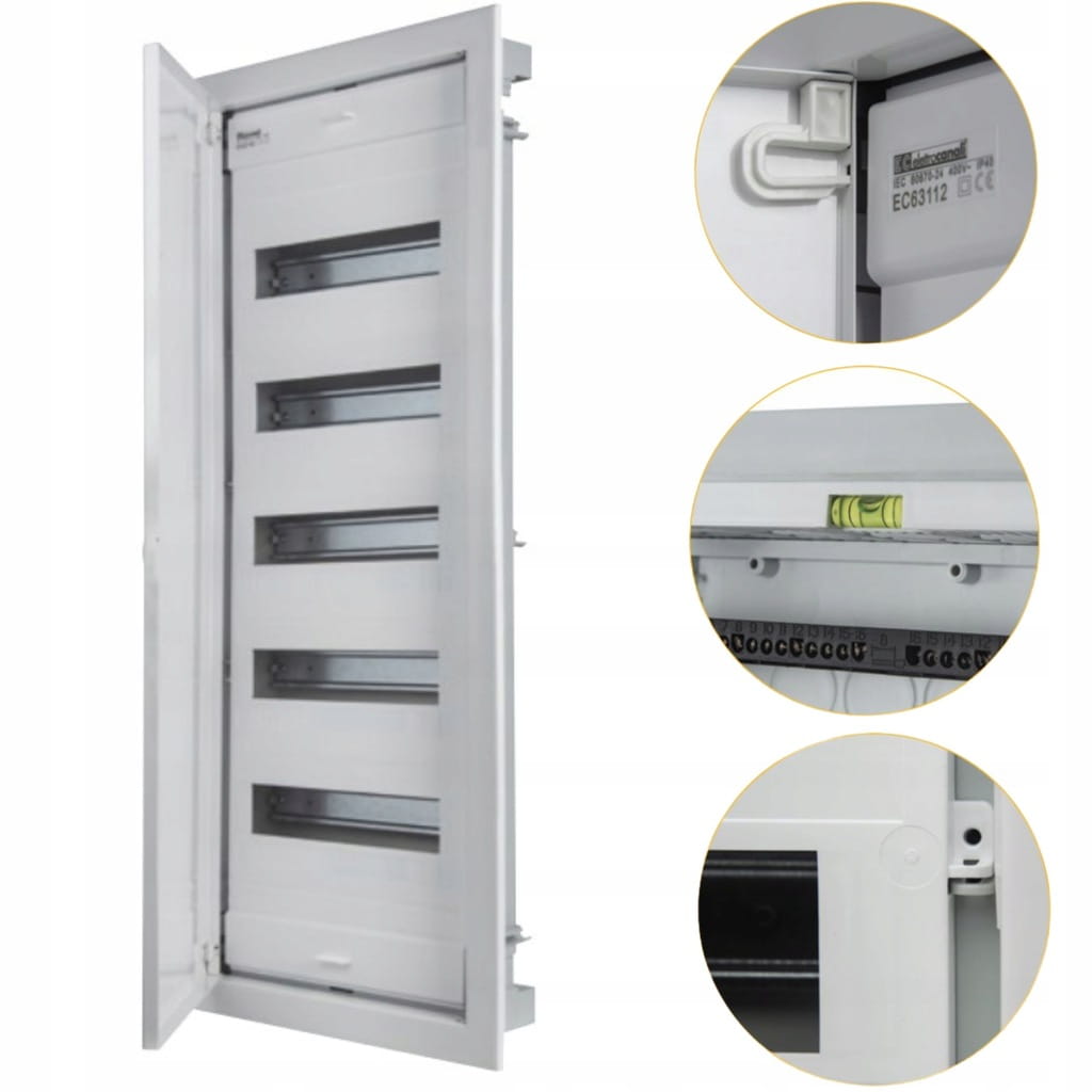 ROZDZIELNICA PODTYNKOWA MODUŁOWA DRZWI METALOWE SKRZYNKA 60 mod. IP40 5x12
