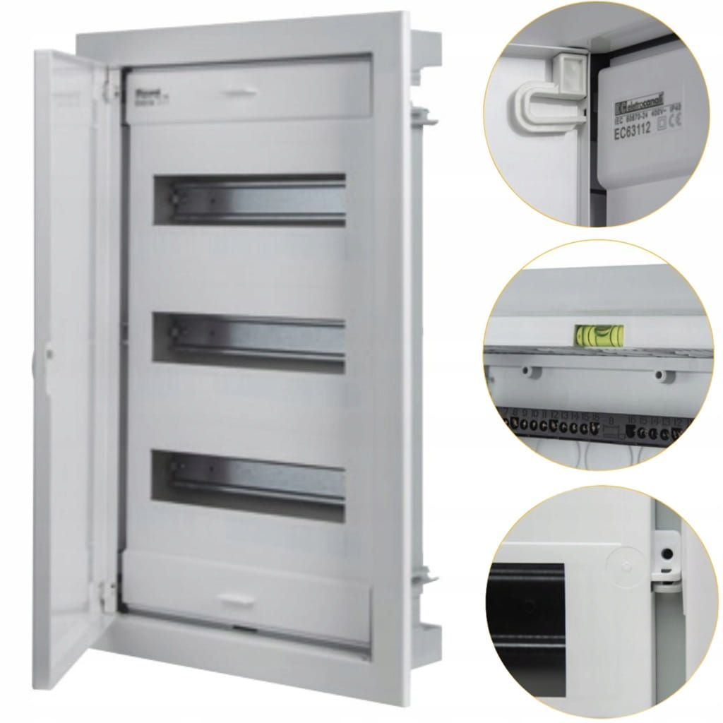ROZDZIELNICA PODTYNKOWA MODUŁOWA DRZWI METALOWE SKRZYNKA 36 mod. IP40 3x12