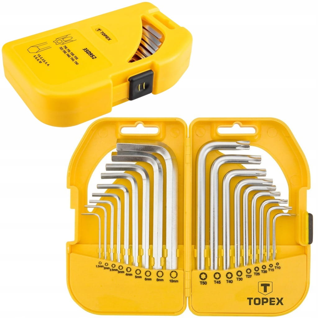 KLUCZE IMBUSOWE HEX TORX KLUCZ IMBUS ZESTAW 18szt T10-T50 1,5-10 Z OTWOREM