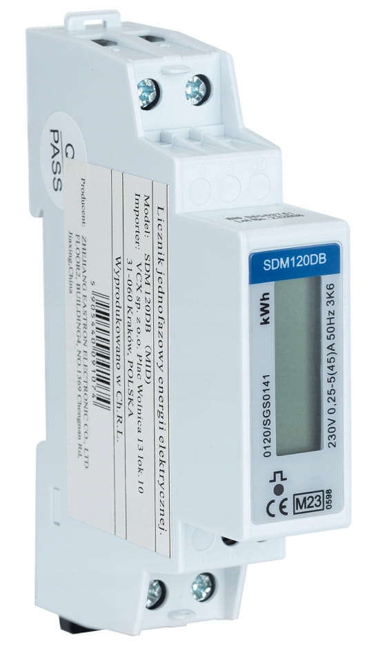 LICZNIK ENERGII ELEKTRYCZNEJ JEDNOFAZOWY CYFROWY 45A SDM 120DB MID