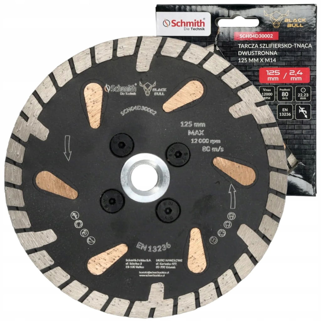 TARCZA DIAMENTOWA 125mm DO SZLIFOWANIA TNĄCA DWUSTRONNA M14 SCHMITH