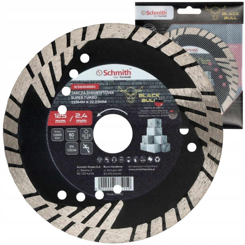TARCZA DIAMENTOWA 125mm DO GRESU PŁYTEK GLAZURY BETONU SUPER TURBO SCHMITH