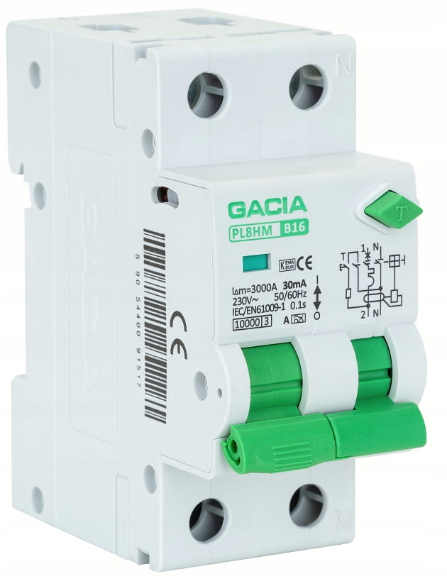 RÓŻNICÓWKA Z CZŁONEM NADPRĄDOWYM ELEKTROMAGNETYCZNYM B16 2P 30mA typ A