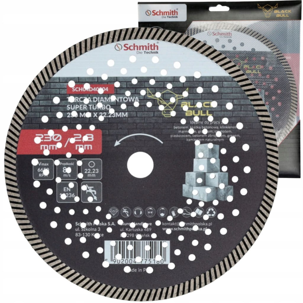 TARCZA DIAMENTOWA 230mm DO GRESU PŁYTEK GLAZURY BETONU TURBO SCHMITH